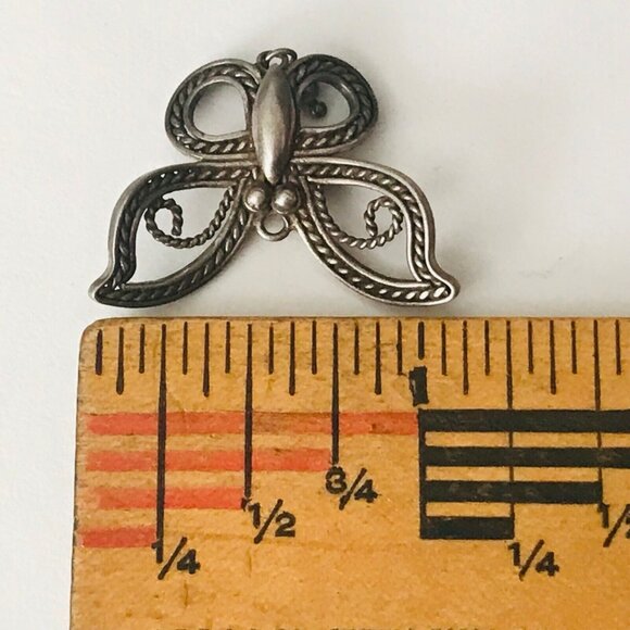 Vtg Sterling Silver Butterfly Brooch Pin Art Nouveau Style Design Marked 925 - Picture 5 of 5